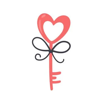 Valentines Day object. Heart shape key. Vector illustration Stock Illustration