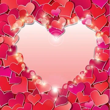 Valentine's day or wedding background with red hearts confetti. holidays fram Stock Illustration