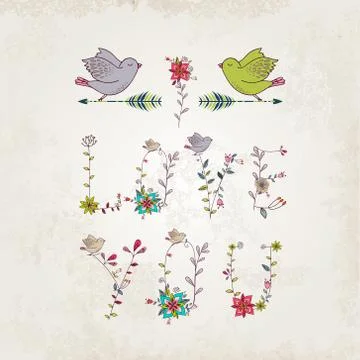 Valentines day over background vector illustration.  I love you Stock Illustration