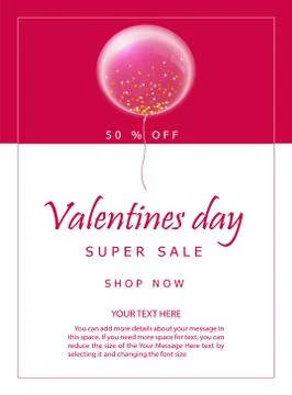 Valentines Day Party Flyer. Vector illustration Valentine's Day sale background Stock Illustration