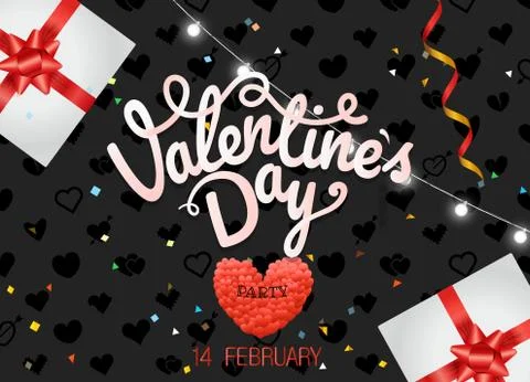 Valentines Day party poster vector concept. Presentation vector template Stock Illustration