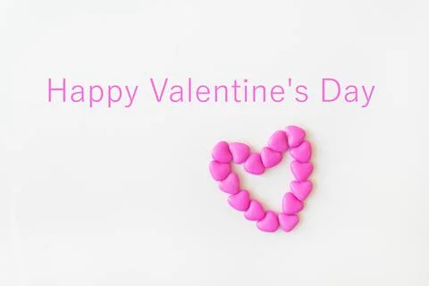 Valentine's day pattern background flat lay top view of heart shaped pink can Stock Photos