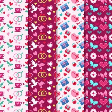 Valentine's day pattern collection in flat design Illustrazione stock