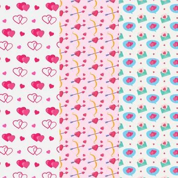 Valentine's day pattern collection in flat design Stock Illustration