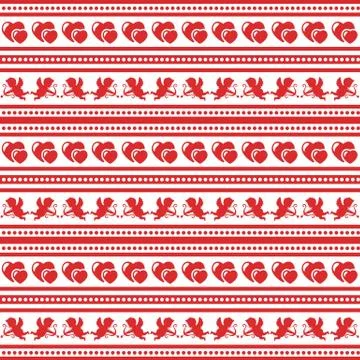 Valentine's day pattern with Cupid and hearts. Illustrazione stock