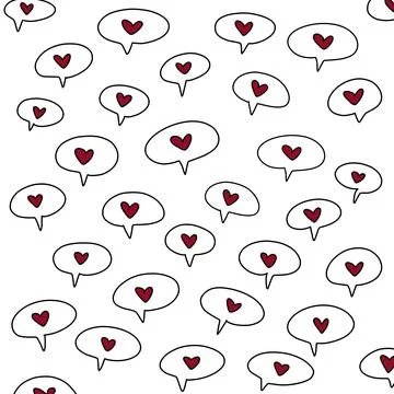 Valentine's Day pattern. Hearts, words, love. Template background for design Illustrazione stock