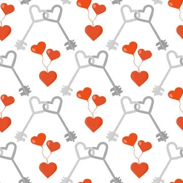 Valentines Day pattern Key Heart Love Couple Illustrazione stock