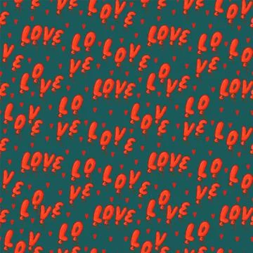 Valentine's Day pattern with letters Love. Vector balls in the form of letters Stock Illustration