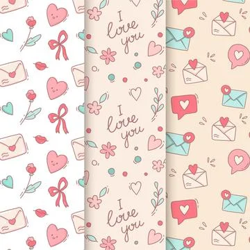 Valentine's day pattern pack with drawings Illustrazione stock