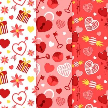 Valentine's day pattern pack flat design Stock Illustration