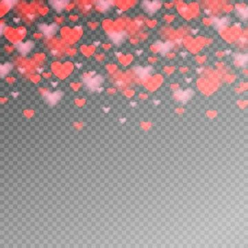 Valentines day pattern with red heart on transparent background Stock Illustration