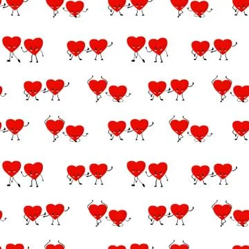 Valentine's day pattern. Red hearts on a white background vector illustration Stock Illustration