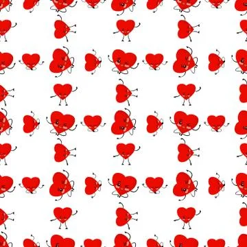 Valentine's day pattern. Red hearts on a white background vector illustration Stock Illustration