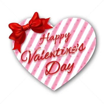 Valentine's Day pink three-dimensional texture heart pattern bow card PSD Template