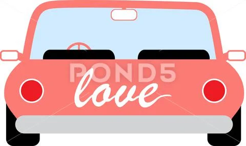 Valentines Day pink Truck on white background Stock Illustration