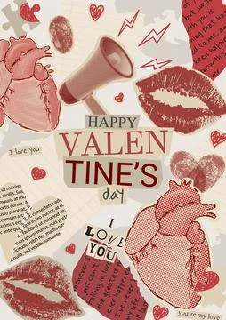 Valentine's day poster template Stock Illustration