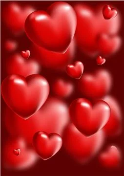 Valentine's day poster. Vector illustration. 3d red hearts with place for text Stock Illustration