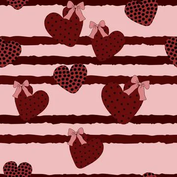 Valentine's day print. Seamless pattern with hearts and stripes. イラスト素材