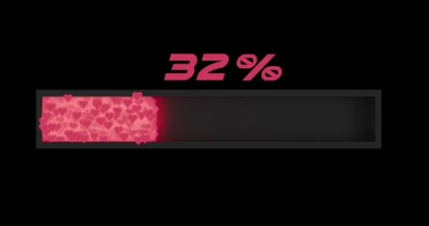 Valentine's Day Progress Bar with Glowing Pink and Red Hearts 4K Stock Footage 325426043