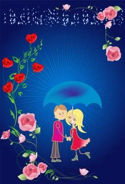Valentines day in the rain Stock Illustration