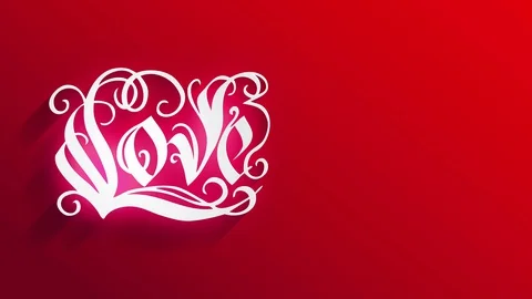 Valentines day reception postcard script art with white ornamental forms forming Stock Footage 130158497