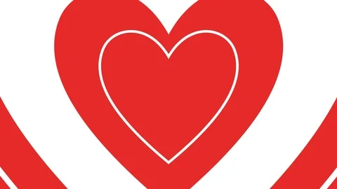 Valentine's day red beating heart with diverging waves Stock Footage 123336062