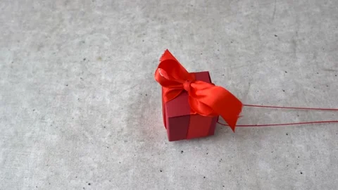 Valentine's day red gift on the table 14 February celebration. Stock Footage 169406954