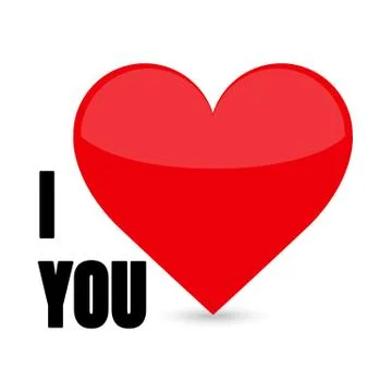 Valentine's day with a red heart. Vector illustration with text I love you Stock Illustration