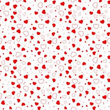 Valentines day red hearts pattern. Love semless pattern from gentle flying re Stock Illustration