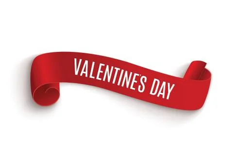 Valentine's Day. Red scroll. A set of banners. Against the background of snow Stock Illustration