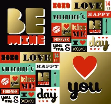 Valentines day retro gold pattern label quote イラスト素材