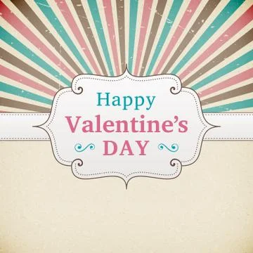 Valentine's Day retro poster vector card design Ilustración de archivo