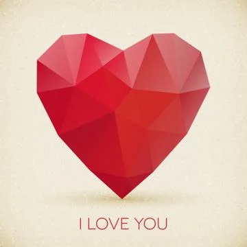 Valentine's Day retro ruby heart card Ilustração Stock