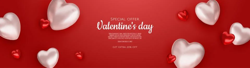 Valentines day. Romantic vector background. Templates Festive gift card with Stock Illustration