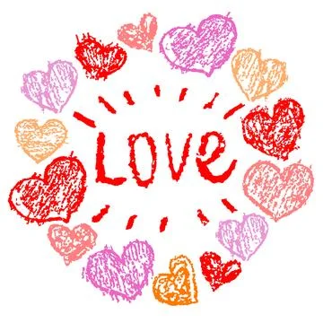 Valentine's day round frame, border or background with red pink hearts. Stock Illustration