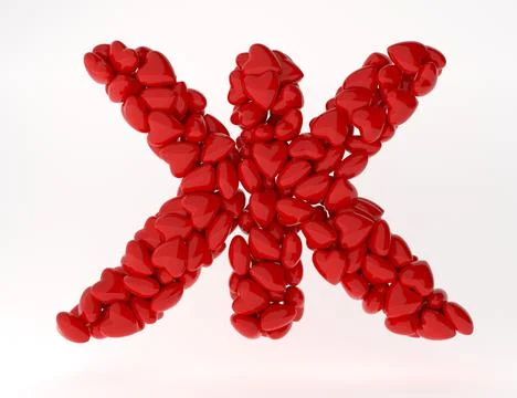 Valentine's day russian 3d font. Letters with hearts inside. 3d illustration Stock Illustration
