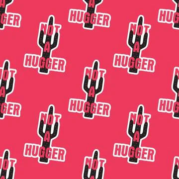 Valentine's day sarcastic pattern. Not a hugger quote seamless background Stock Illustration