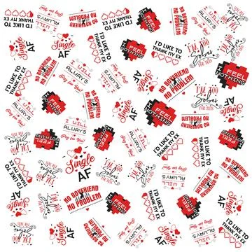 Valentine's day sarcastic pattern. In your dreams, no boyfriend no problem, I Stock Illustration
