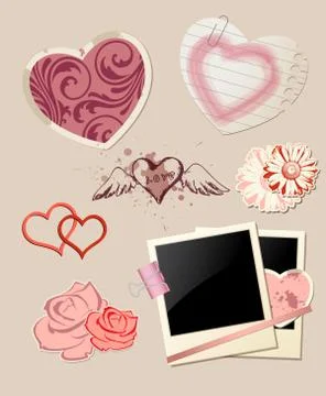 Valentine`s Day scrapbook Illustrazione stock