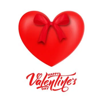 Valentines Day. Script lettering and glossy heart. Happy Valentine's Day 스톡 일러스트