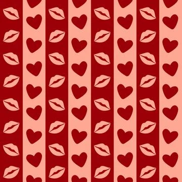 Valentines day seamless heart pattern with stripes Stock Illustration