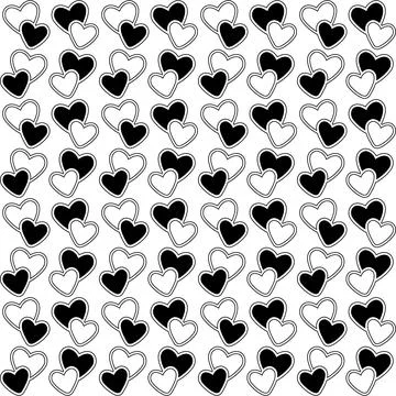Valentines day seamless heart pattern black and white 06 Stock Illustration