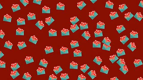 Valentine's Day Seamless Pattern with Blue Love Letter Envelopes and Hearts.. Stock-Illustration