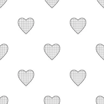 Valentine's Day seamless pattern with checkered hearts on white background Illustrazione stock
