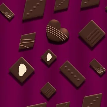 Valentines Day seamless pattern with chocolate sweet candy heart collection Illustrazione stock