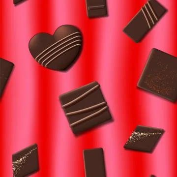 Valentines Day seamless pattern with chocolate sweet candy heart collection 스톡 일러스트