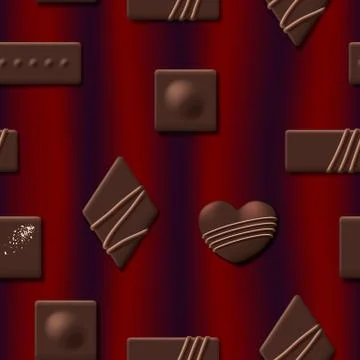 Valentines Day seamless pattern with chocolate sweet candy heart collection Stock Illustration
