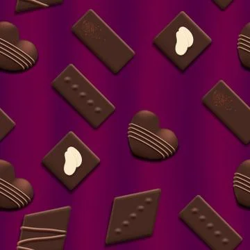 Valentines Day seamless pattern with chocolate sweet candy heart collection 스톡 일러스트
