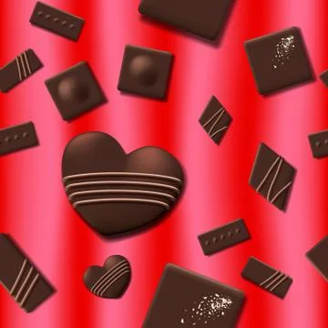 Valentines Day seamless pattern with chocolate sweet candy heart collection Stock Illustration