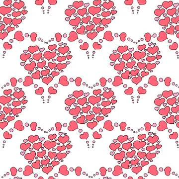 Valentine's day seamless pattern with coffee cup and hearts. Beautiful greeting Stock Illustration